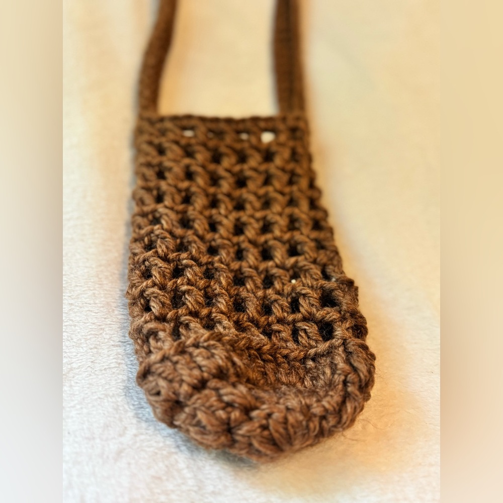 Handmade Brown Crochet Water Bottle Holder